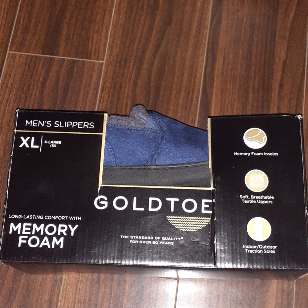 NEW GOLDTOE MEN'S INDOOR/OUTDOOR SOLE SLIPPERS